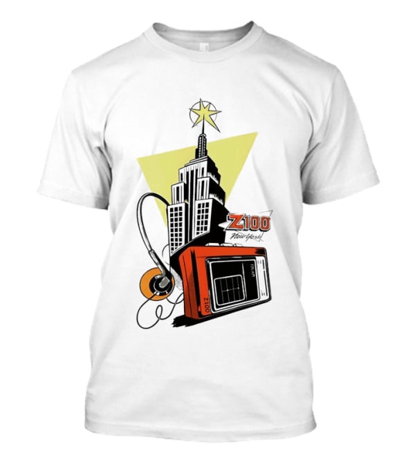 Z100 New York Retro Radio And Empire State Building Star T-Shirt