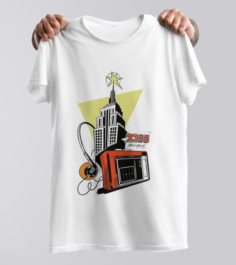 Z100 New York Retro Radio And Empire State Building Star T-Shirt