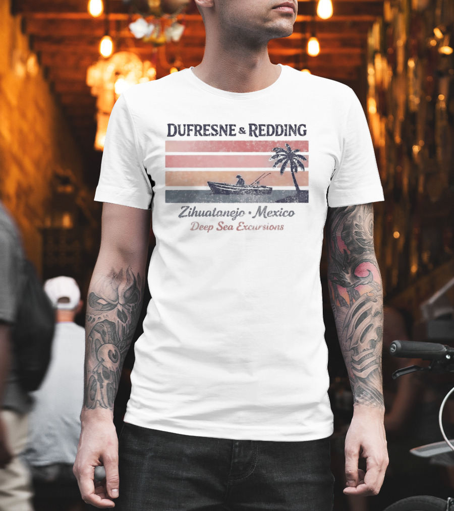 Dufresne And Redding Zihuatanejo Mexico Deep Sea Fishing Adventure Retro Palm Sunset T-Shirt