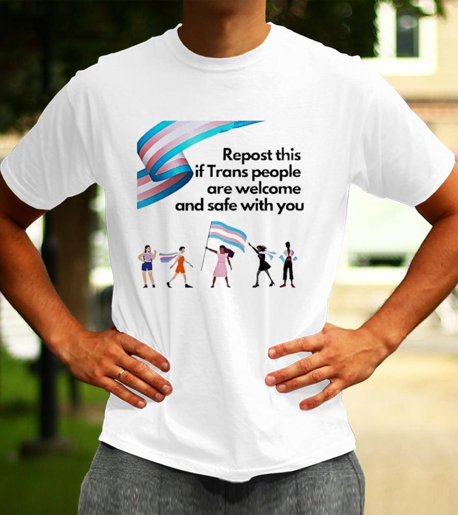 Transgender Flag Welcome Safe Support Repost This If Trans People Are Welcome And Safe With You LGBT T-Shirt