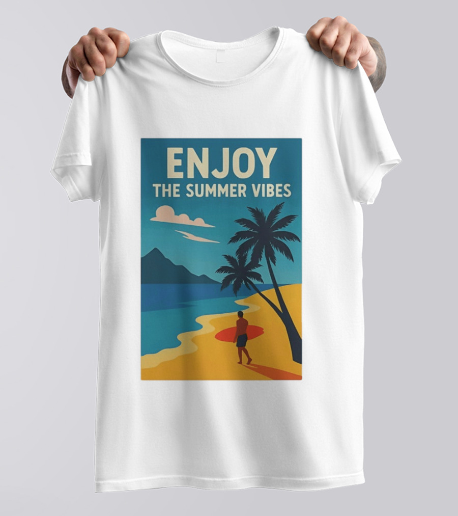 Enjoy The Summer Vibes Ocean Beach Sunset Scene T-Shirt