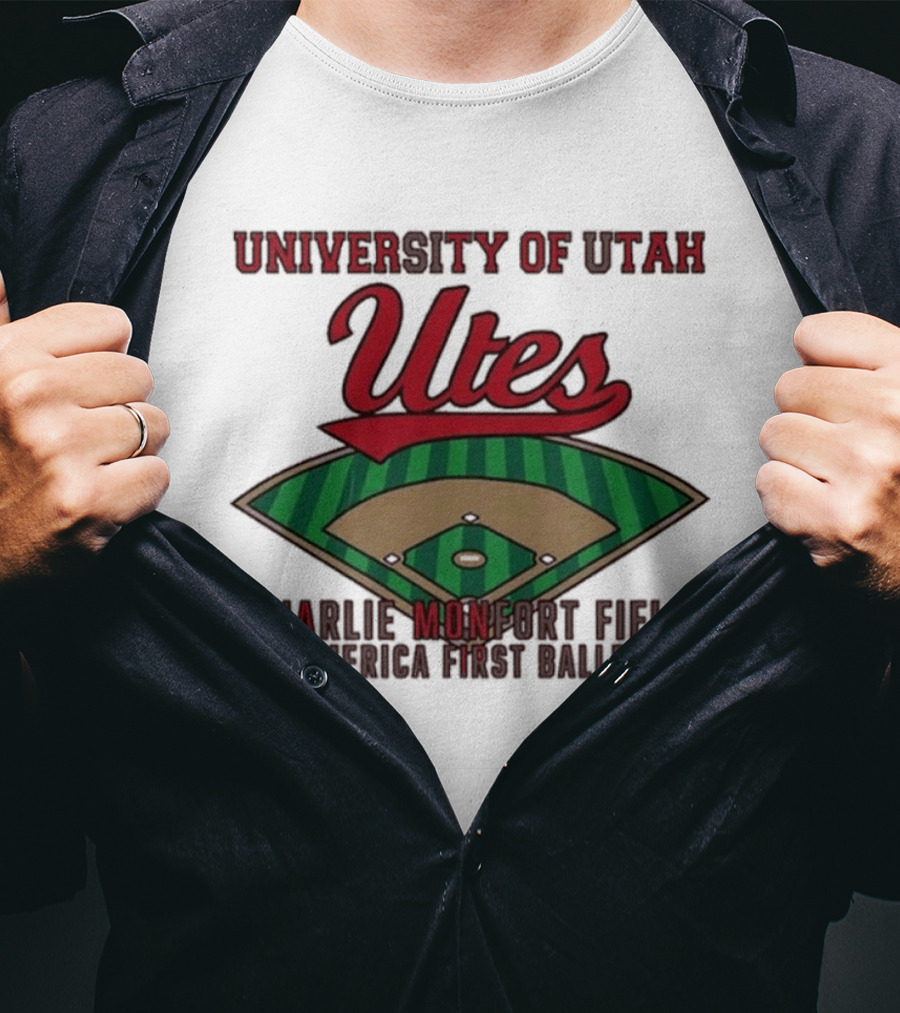 University Of Utah Utes Charlie Monfort Field Baseball America First Ballpark T-Shirt