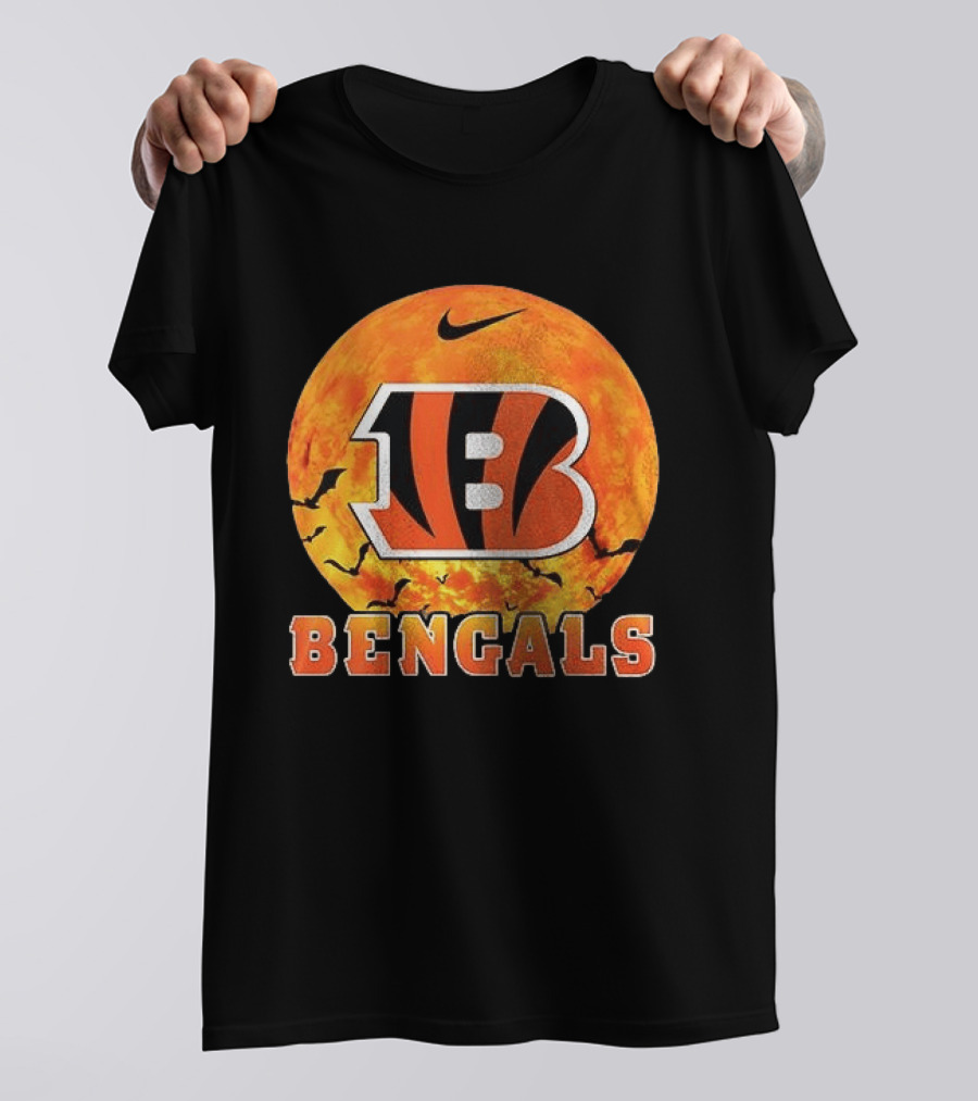 Cincinnati Bengals Halloween Nike Bats Pumpkin T-Shirt