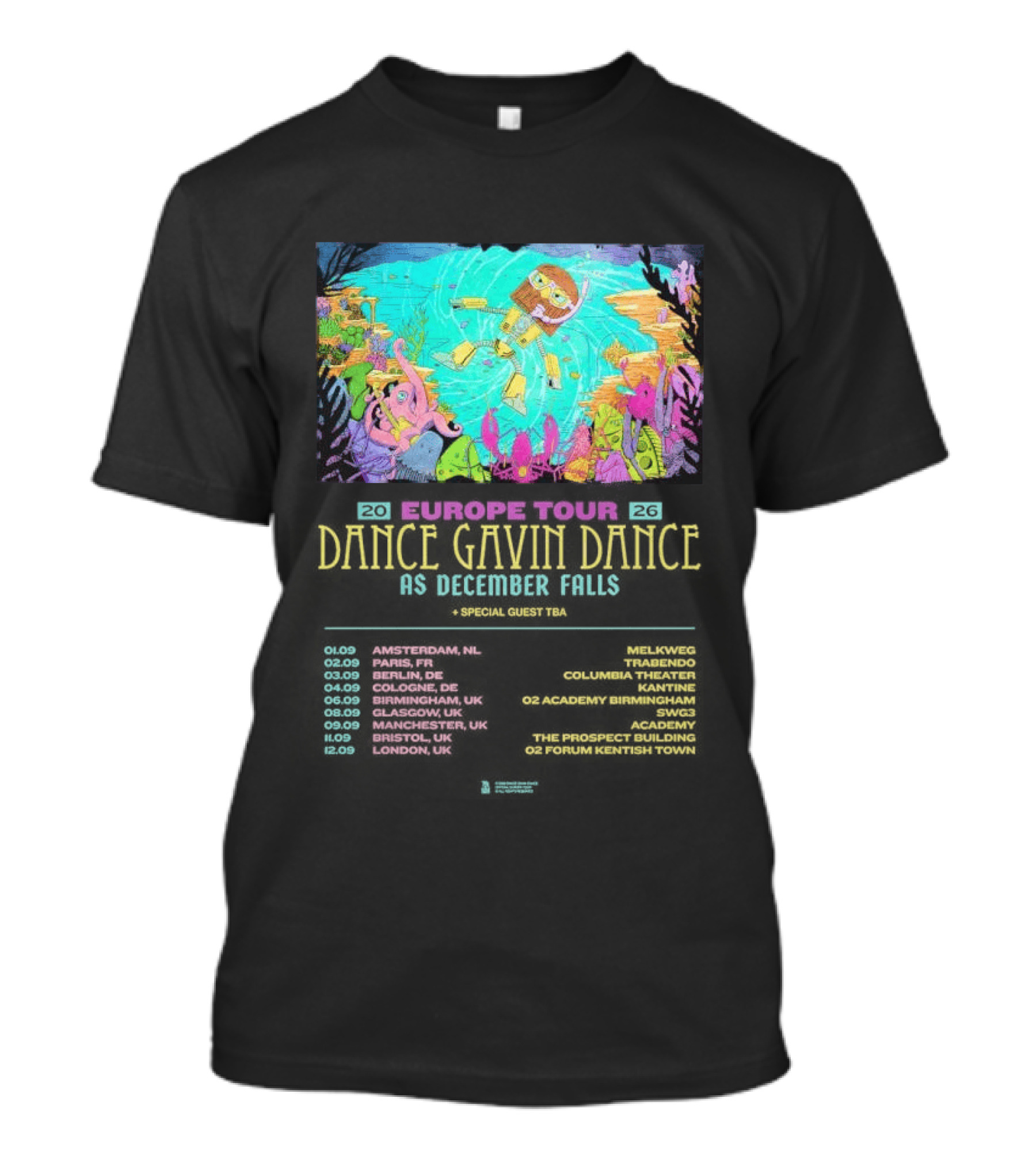 Dance Gavin Dance As December Falls 2026 UK EU Tour Schedule Dates T-Shirt