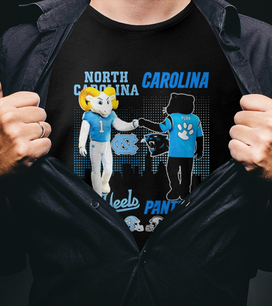 North Carolina Tar Heels Saturdays Carolina Panthers Sundays Skyline T-Shirt