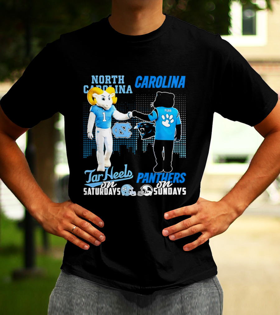 North Carolina Tar Heels Saturdays Carolina Panthers Sundays Skyline T-Shirt