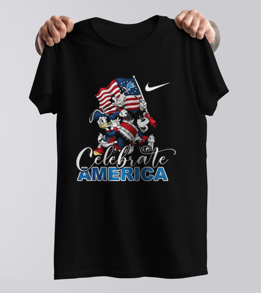Detroit Lions Mickey Mouse Celebrate America 250th Anniversary Nike T-Shirt