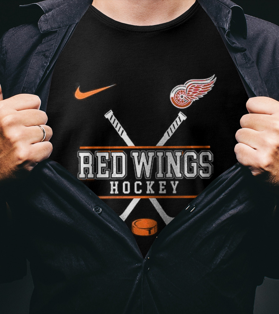 Detroit Red Wings Hockey Nike Collaboration With Harley Davidson T-Shirt