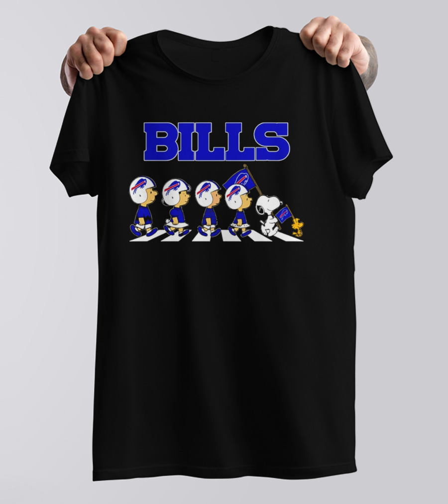 Peanuts Buffalo Bills Football Flag Abbey Road Walking T-Shirt