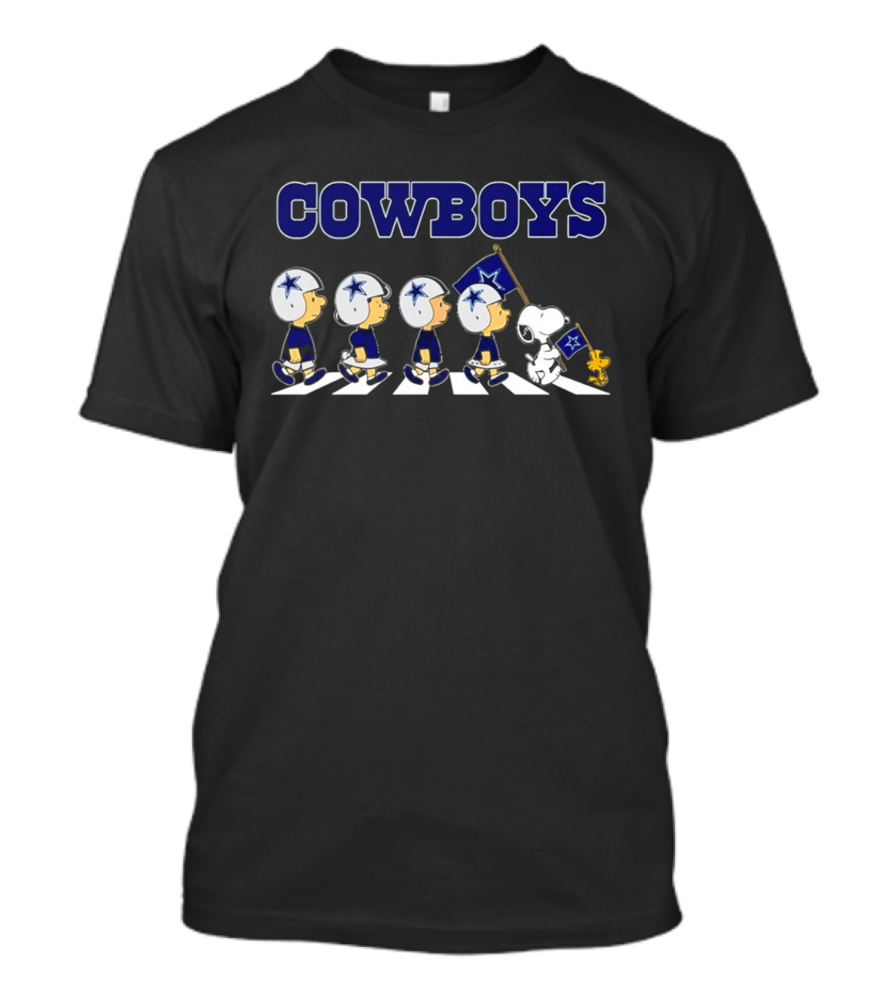 Peanuts Cowboys Snoopy Flag Parade Football Helmet Abby Road T-Shirt