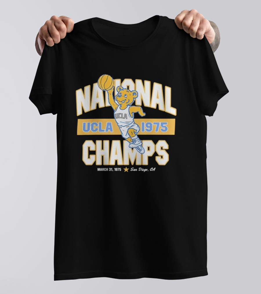 UCLA Bruins National Champs 1975 March 31 San Diego Basketball Bear T-Shirt