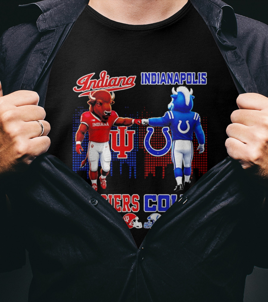 Indiana Hoosiers Saturdays Vs Indianapolis Colts Sundays Skyline Football T-Shirt