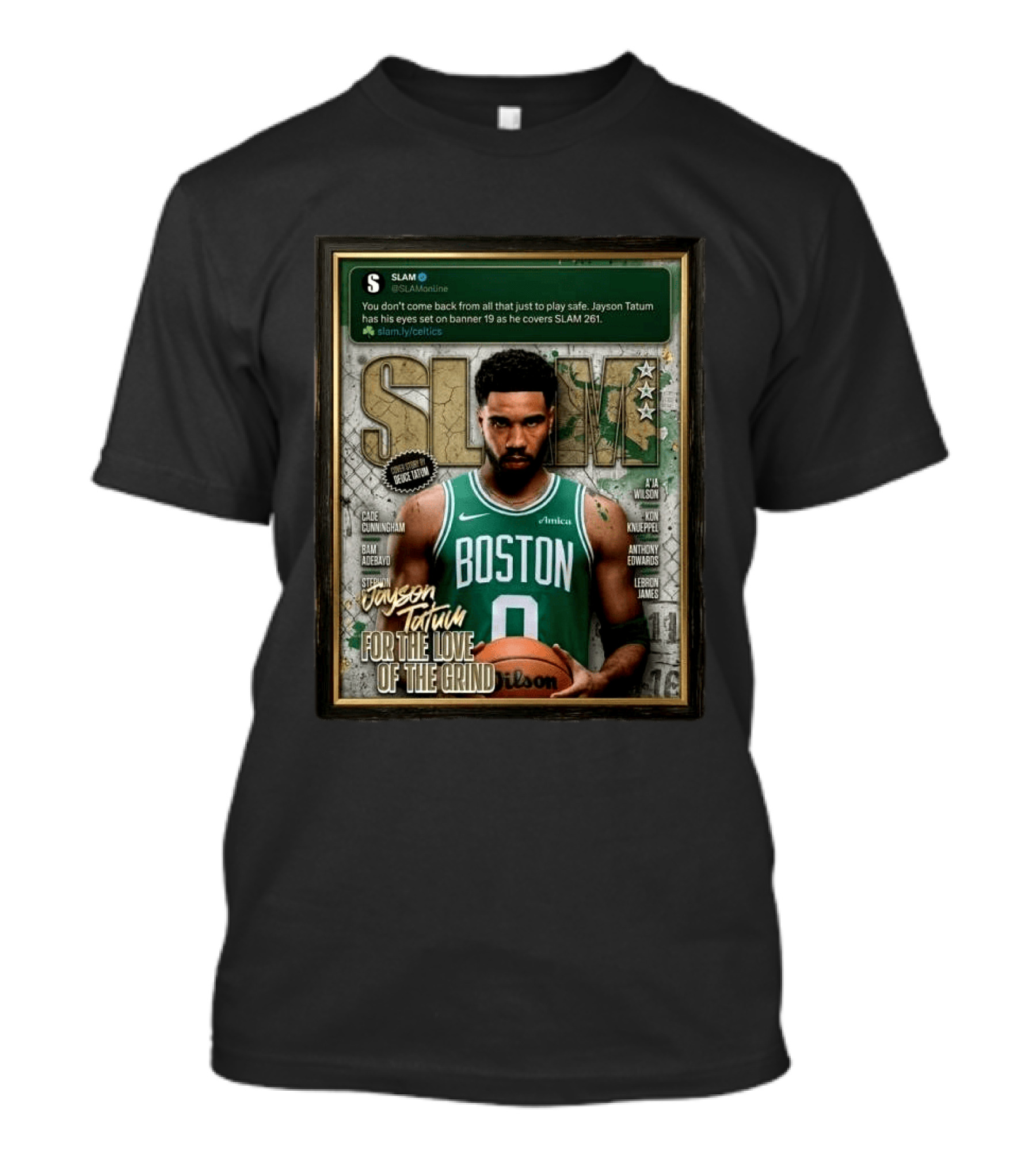 SLAM 261 Jayson Tatum Boston Celtics For The Love Of The Grind Gold Medal Edition With NBA Stars LeBron James And Cade Cunningham T-Shirt