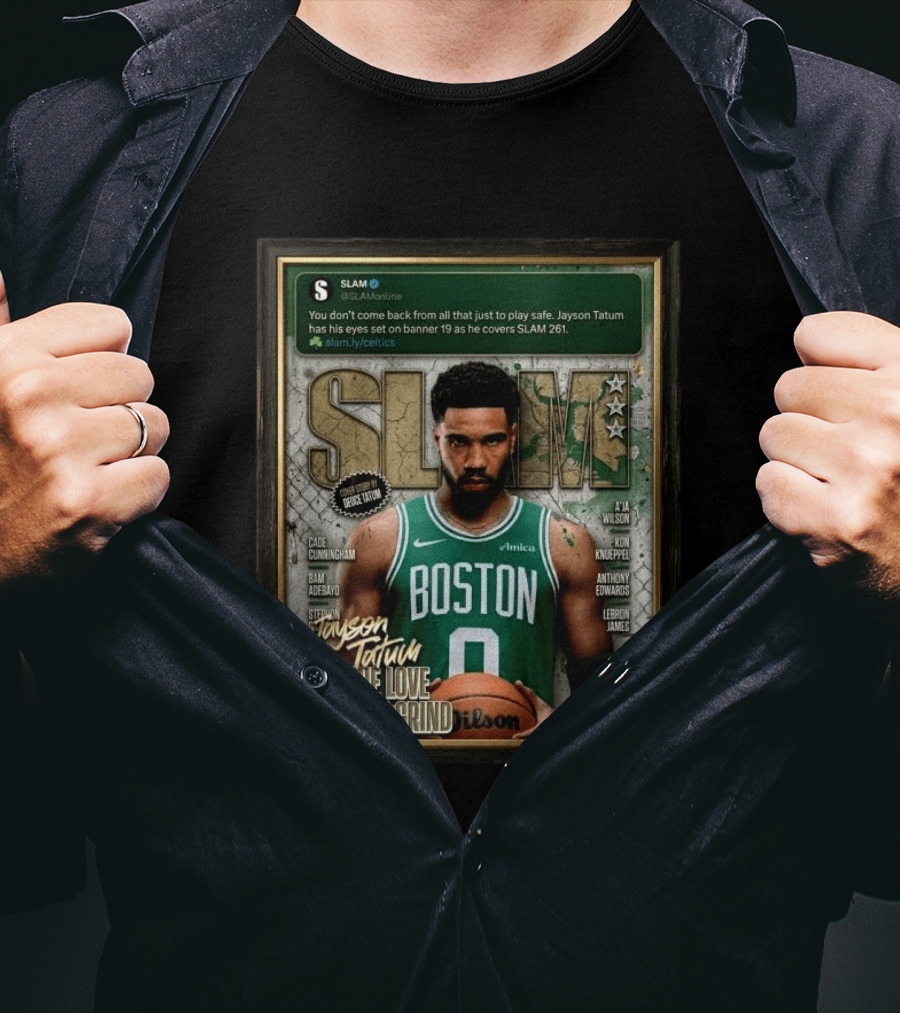 SLAM 261 Jayson Tatum Boston Celtics For The Love Of The Grind Gold Medal Edition With NBA Stars LeBron James And Cade Cunningham T-Shirt