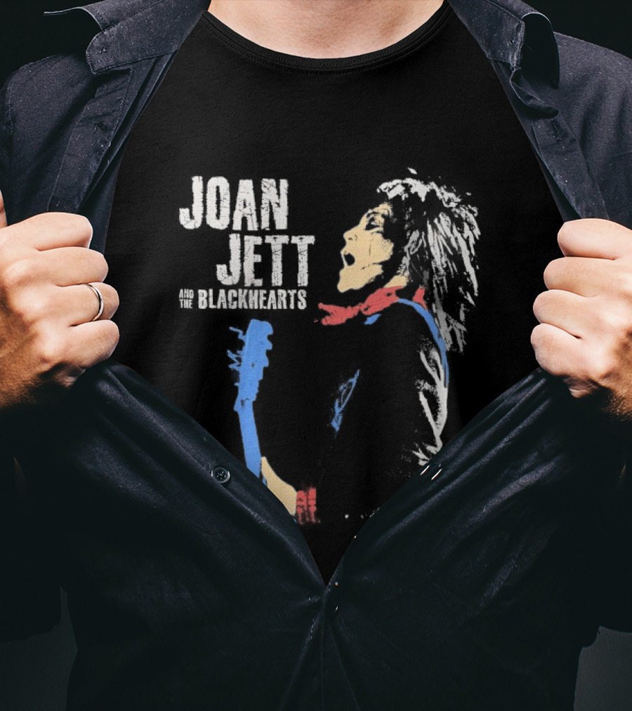 Joan Jett And The Blackhearts Vibrant Guitar Artwork Rock Fashion T-Shirt