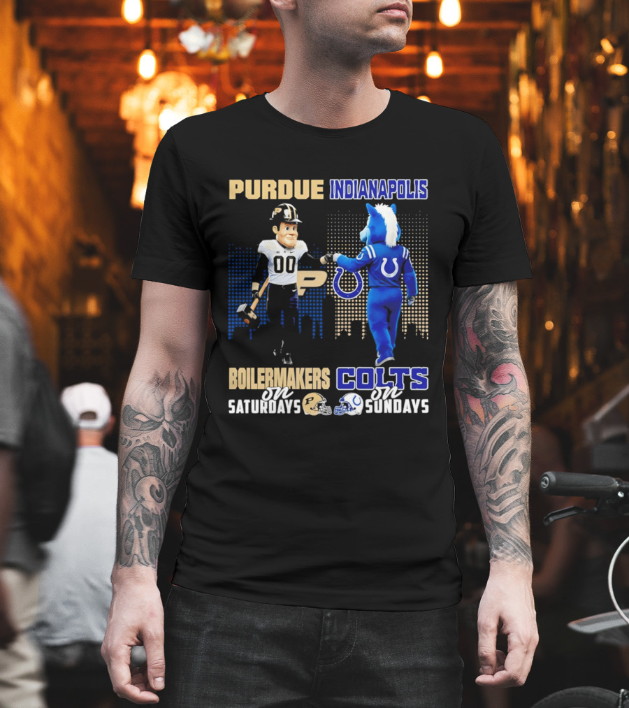Purdue Boilermakers Saturdays Indianapolis Colts Sundays Skyline T-Shirt