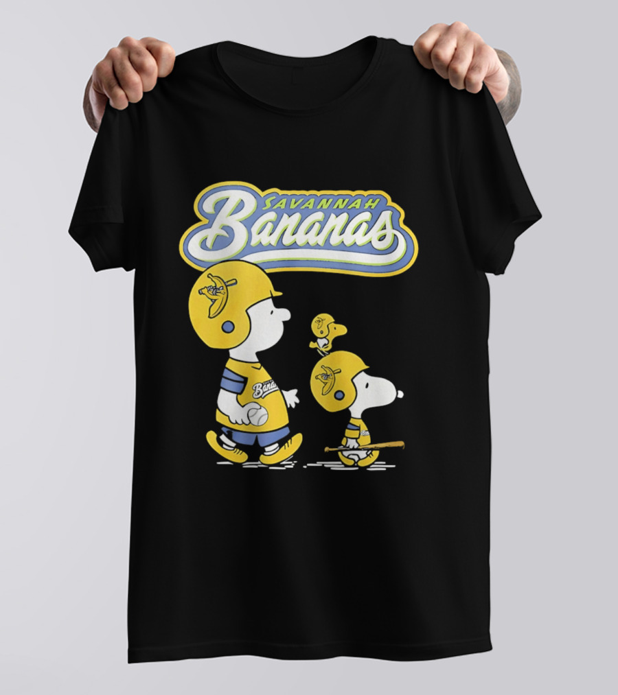 Savannah Bananas Snoopy Peanuts Baseball Player Helmet Bat T-Shirt