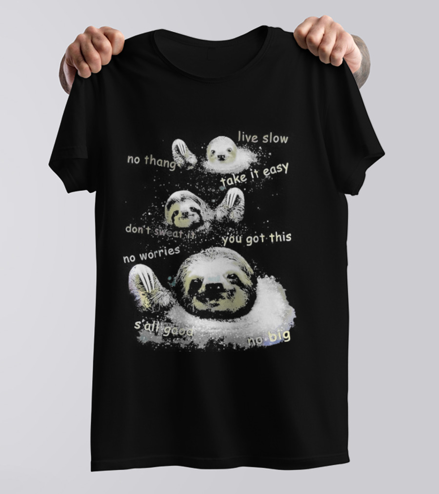 Sloth No Thang Live Slow Take It Easy Don’t Sweat It You Got This No Worries T-Shirt
