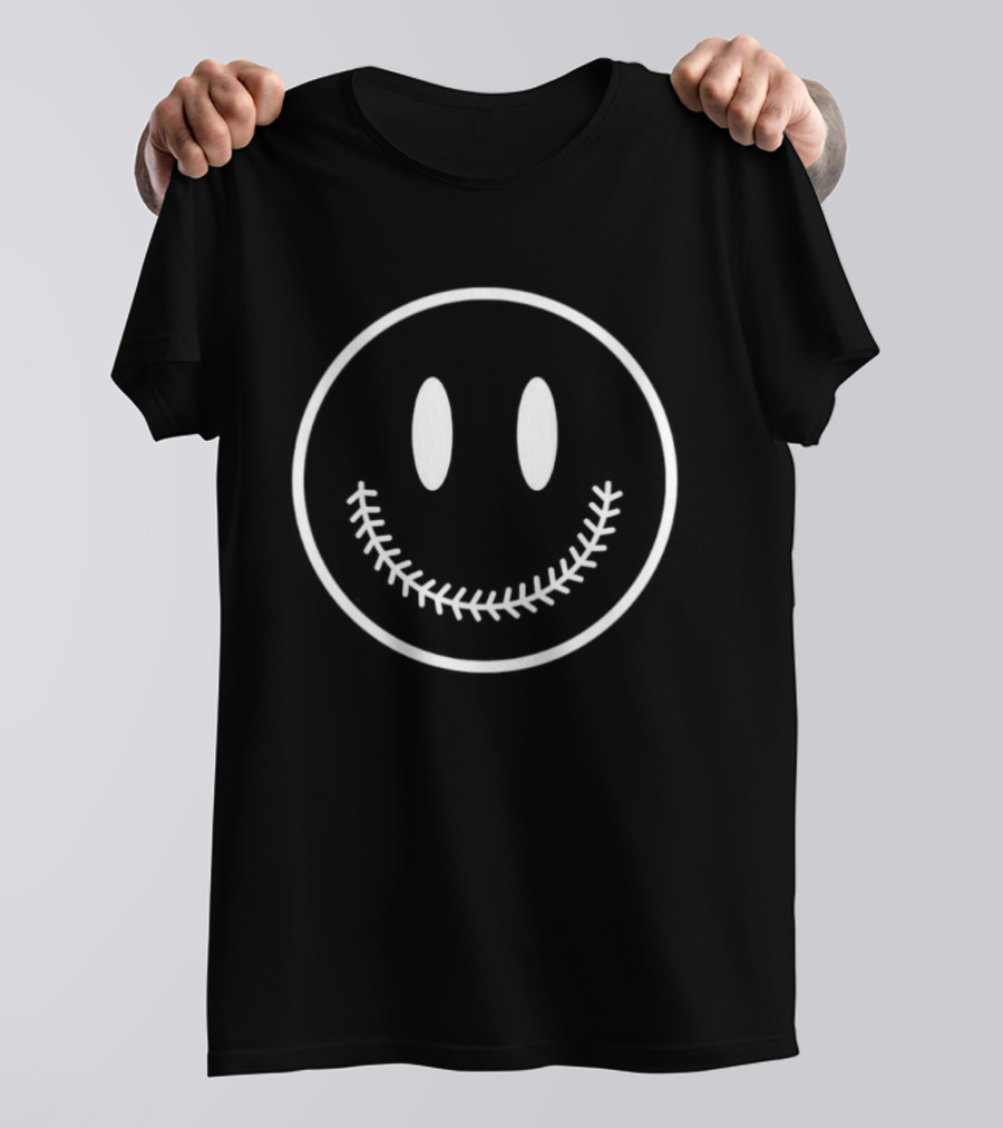 Baseball Stitch Smiley Face T-Shirt
