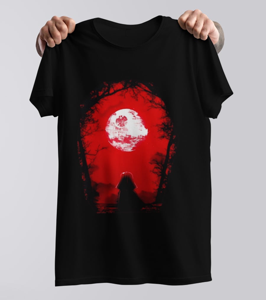Darth Vader Blood Moon Dark Side Negative Forest Scene T-Shirt