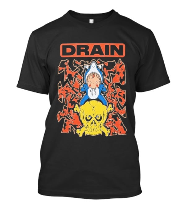 Drain Is Your Friend Tour 2026 Skull Shark Rider Skull T-Shirt