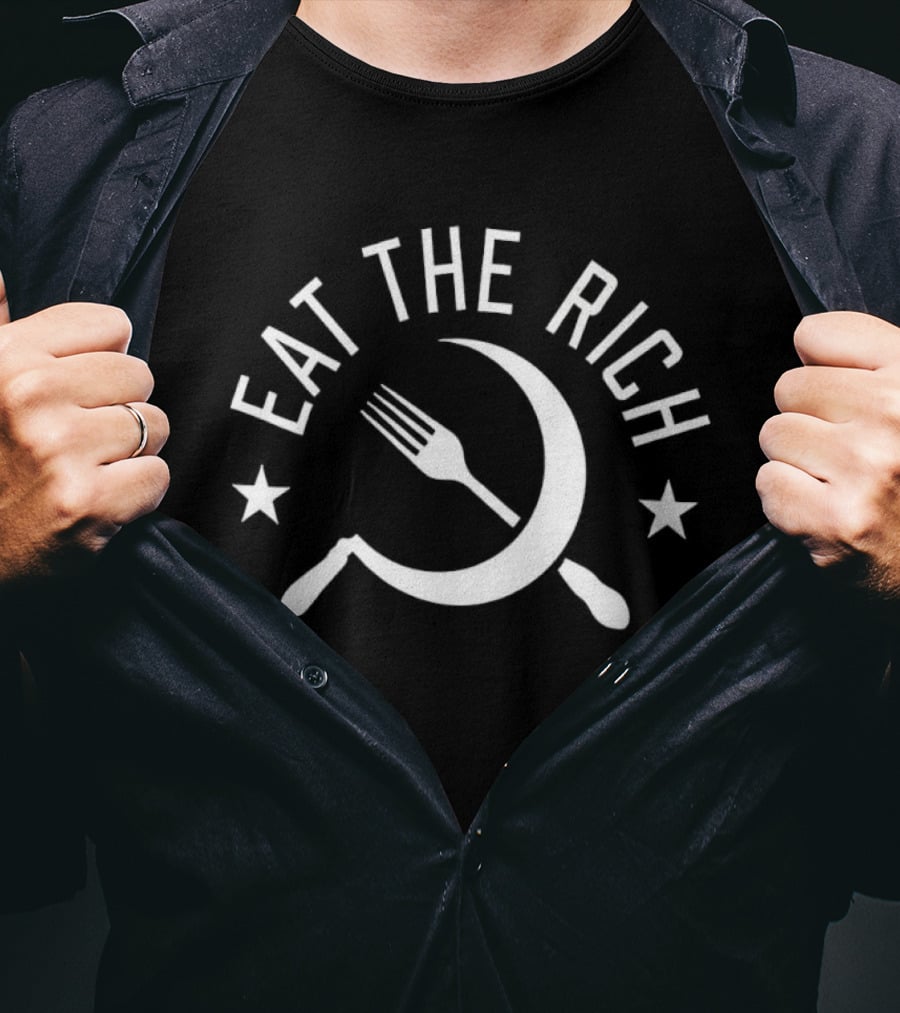 Eat The Rich Grunge Punk Fork And Crescent T-Shirt