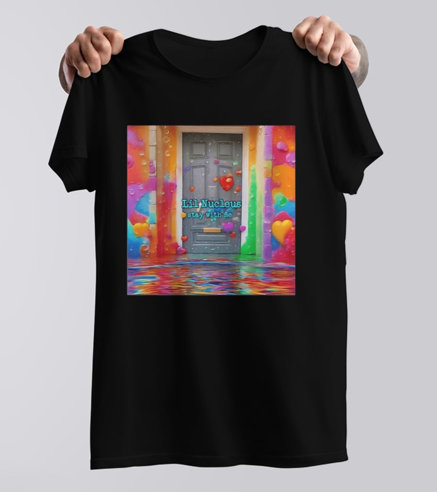 Lil Nucleus Stay With Me Colorful Heart Doorway T-Shirt