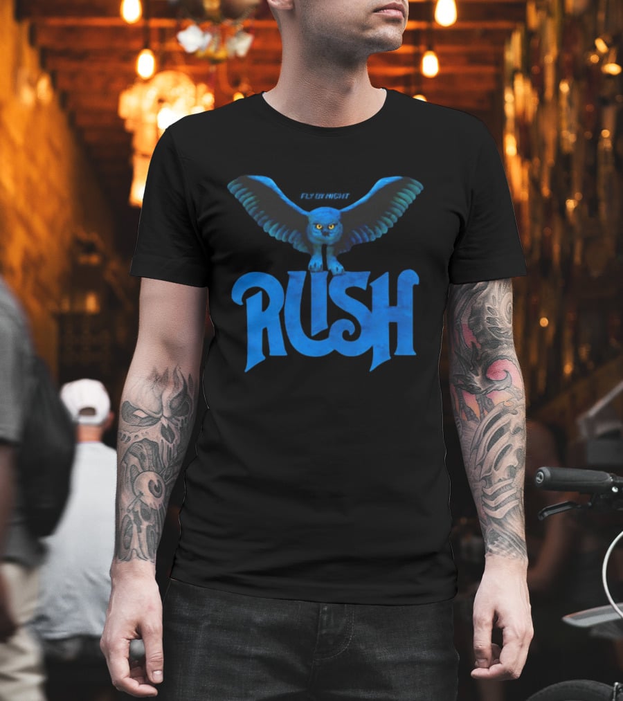 Rush Fly By Night Owl Album Art Iconic Rock Band T-Shirt