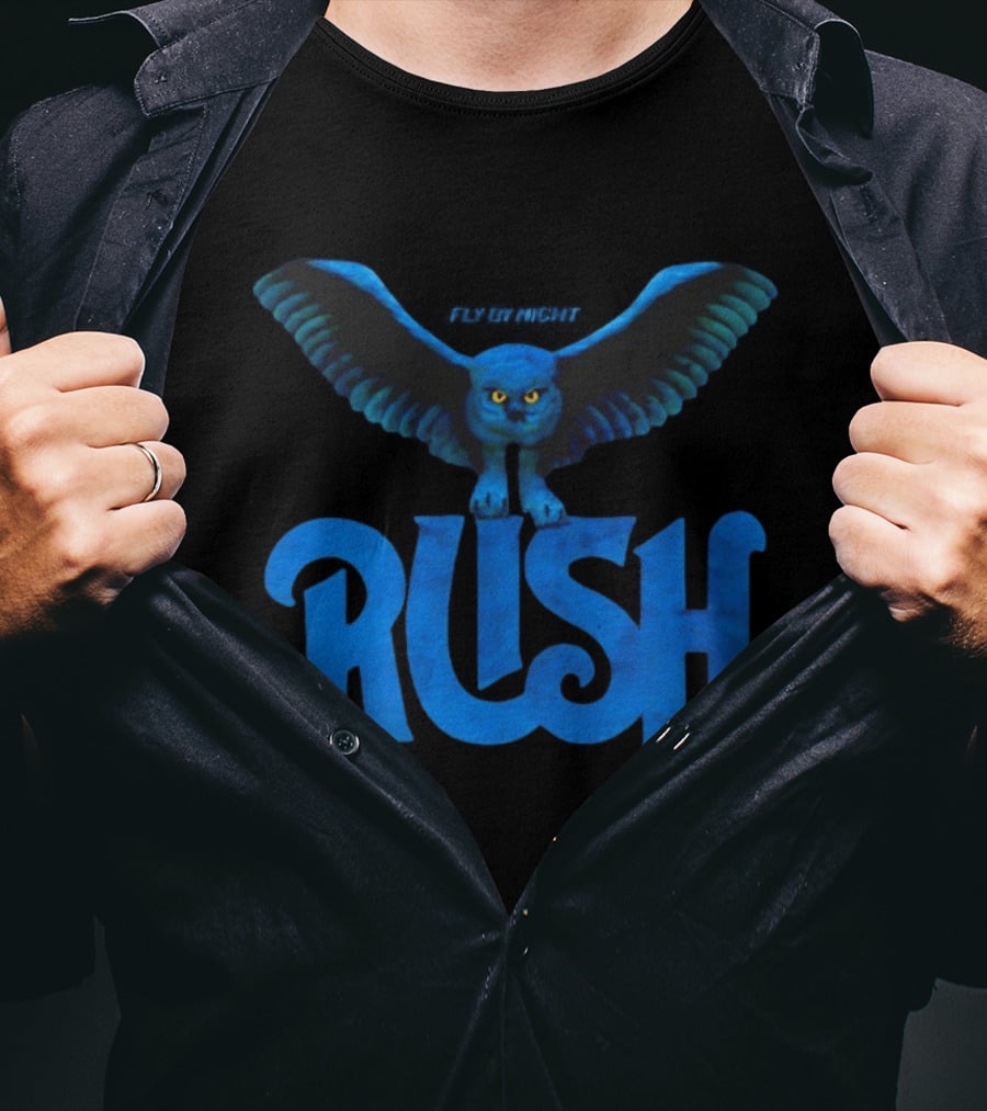 Rush Fly By Night Owl Album Art Iconic Rock Band T-Shirt