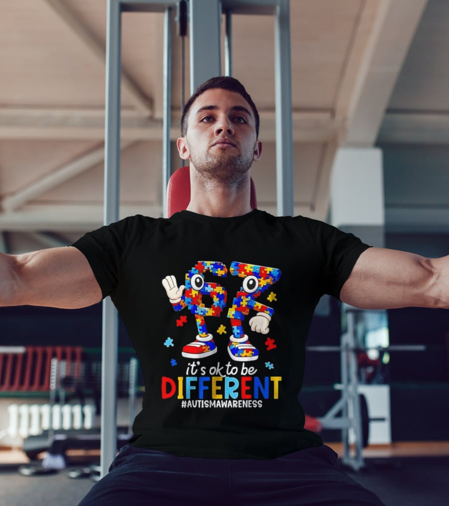 Sixty Seven It's OK To Be Different Autism Awareness Puzzle Pieces T-Shirt