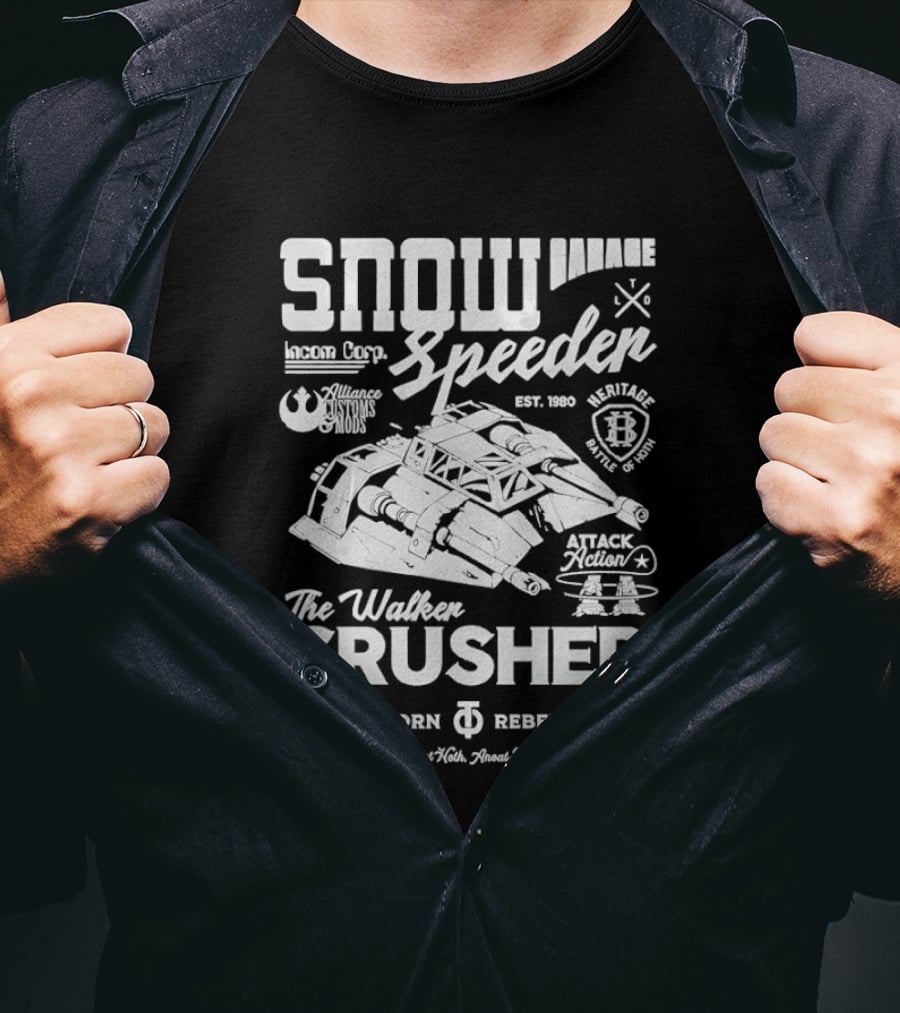 Snow Speeder Garage Walker Crusher Planet Hoth Anoat Sector Rebel Attack Squadron T-Shirt