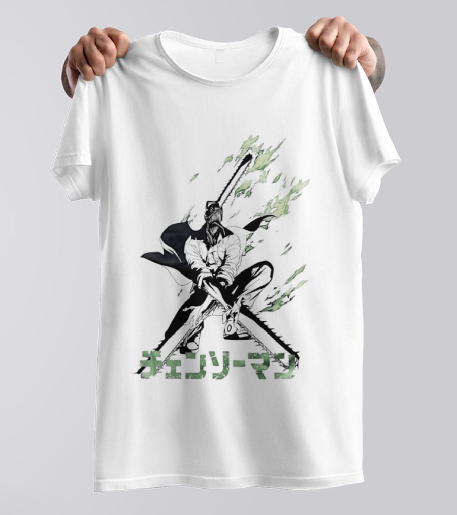 Chainsaw Man Katana Duel Anime Flames Japanese T-Shirt
