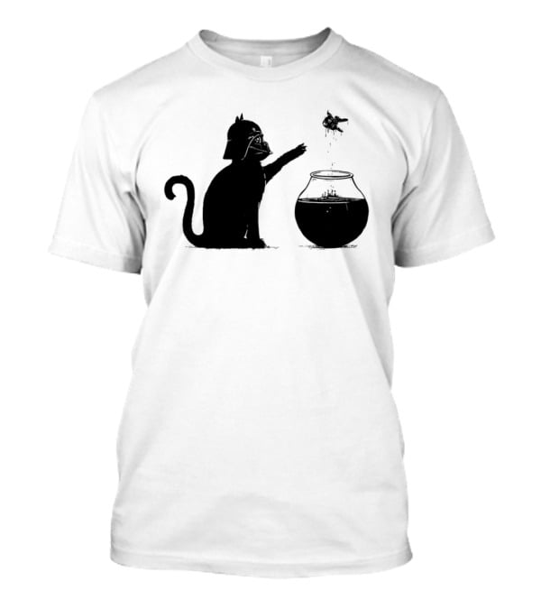 Darth Cat Uses Force On Fish Bowl Star Wars T-Shirt