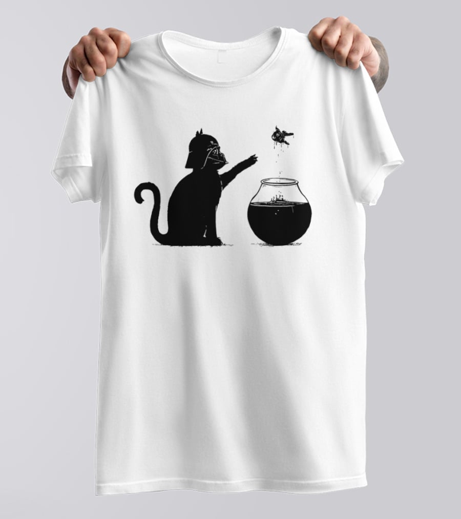 Darth Cat Uses Force On Fish Bowl Star Wars T-Shirt