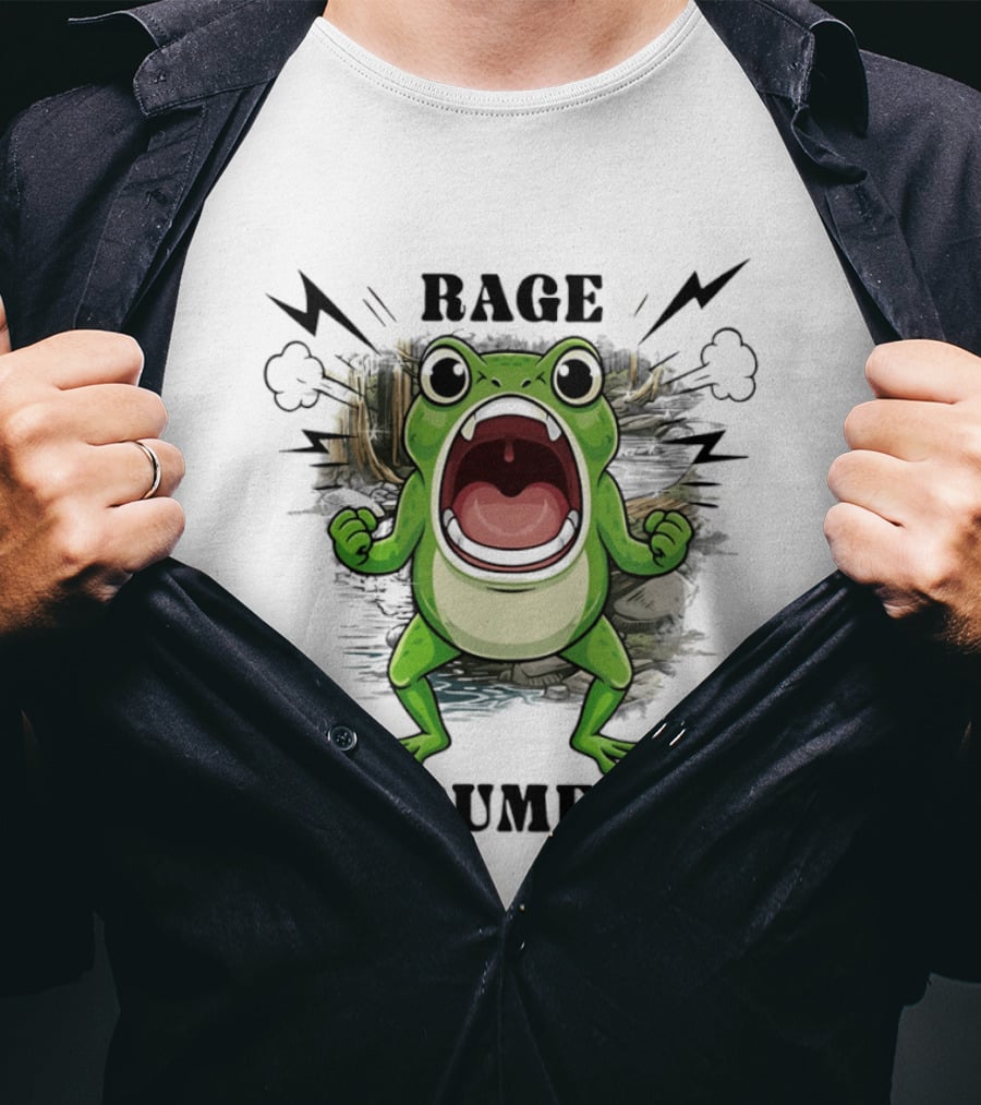 Rage Consumes Me Grumpy Frog Scream Meme T-Shirt