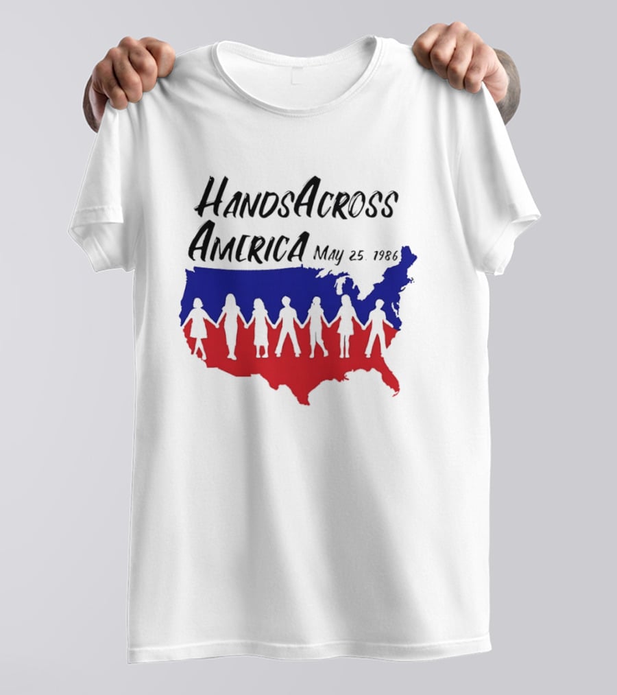 Hands Across America May 25 1986 USA Map T-Shirt