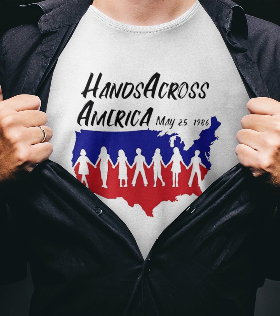 Hands Across America May 25 1986 USA Map T-Shirt