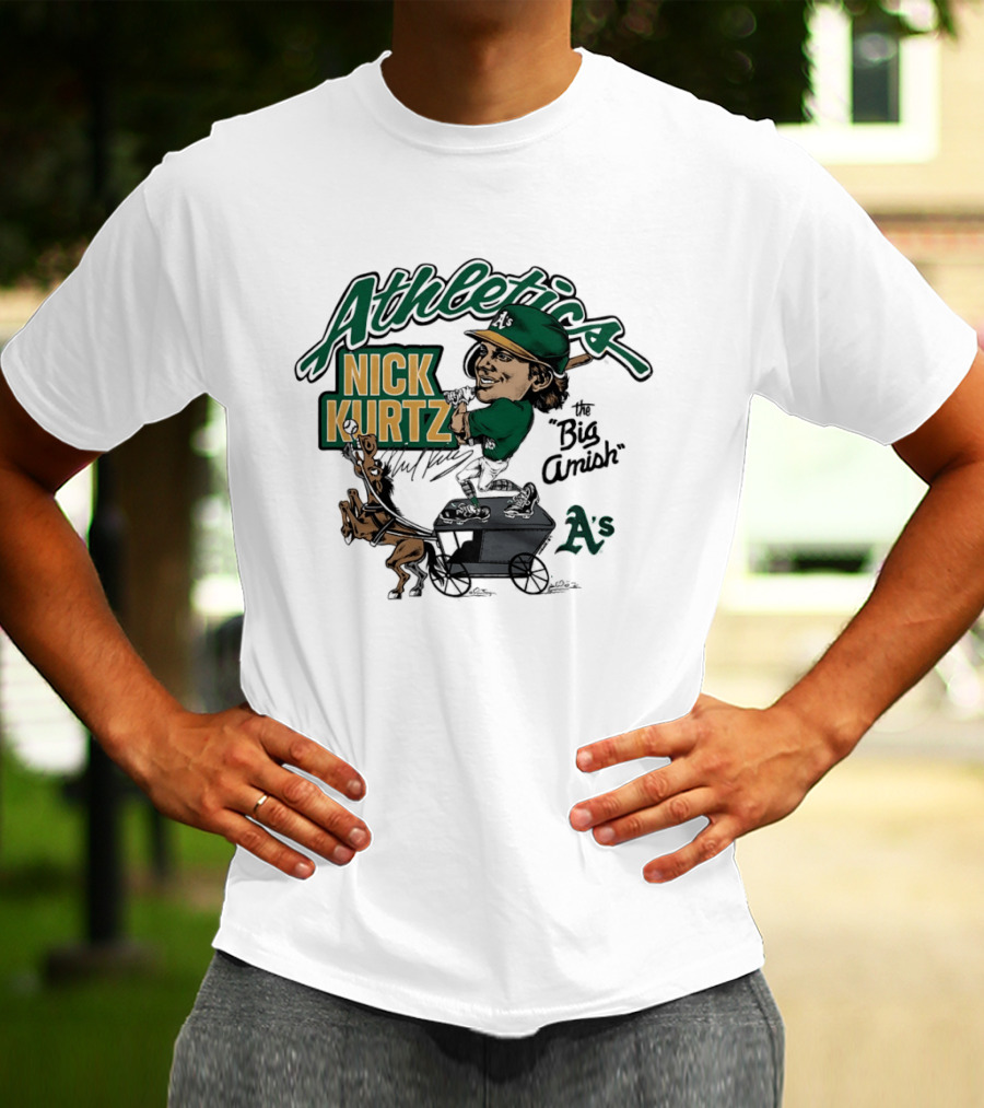 Nick Kurtz 16 Athletics Baseball The Big Amish Cartoon AS T-Shirt