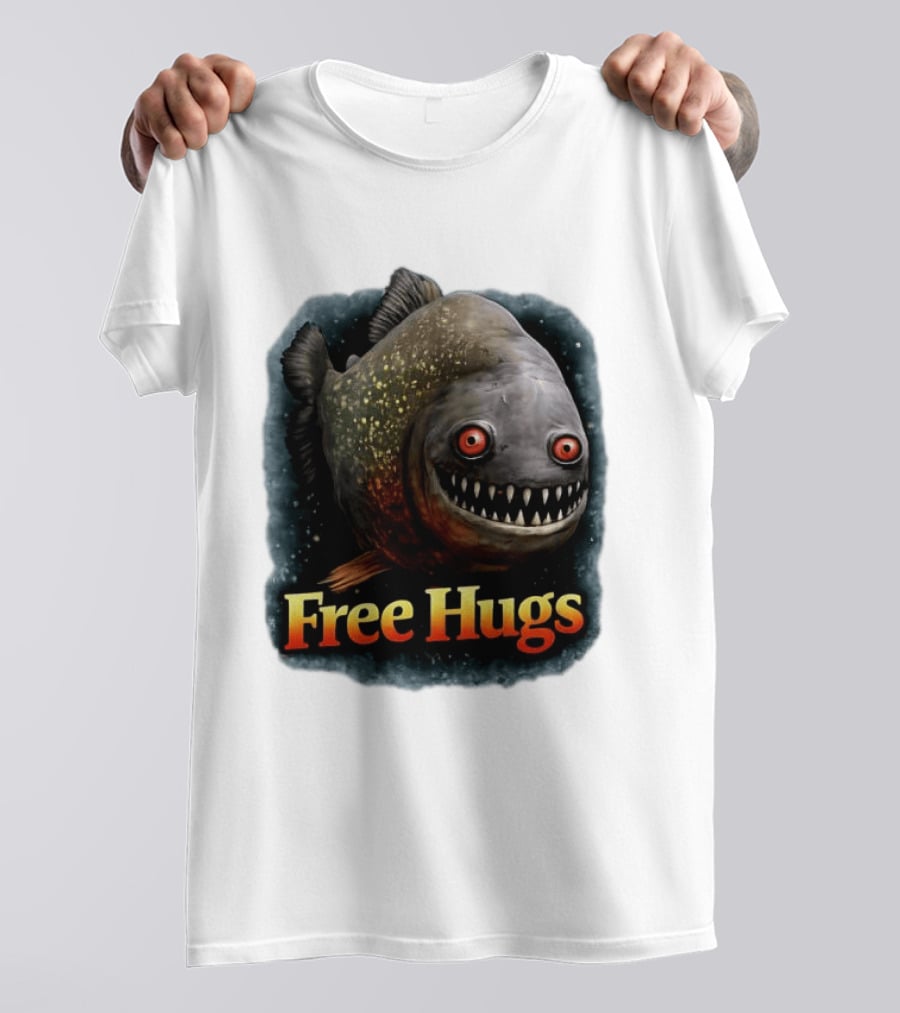 Piranha Free Hugs Creepy Fish Joke T-Shirt