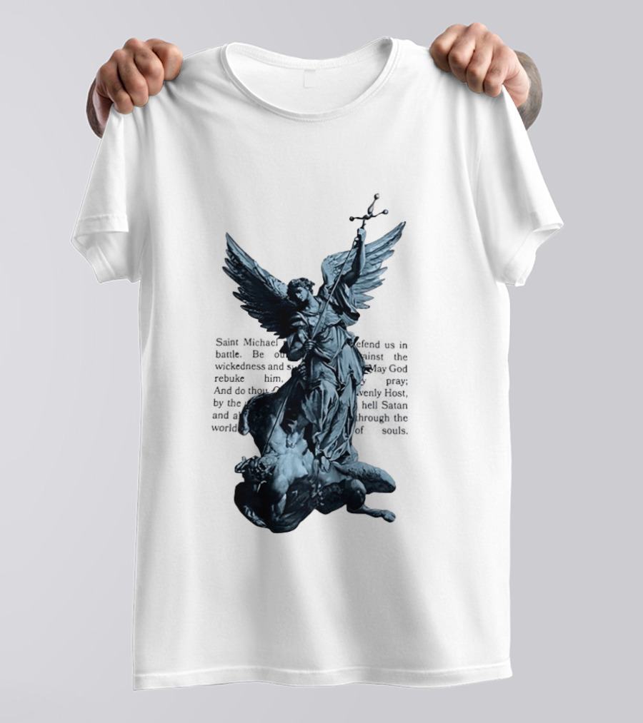 Saint Michael Overcoming Satan With Sword And Wings T-Shirt