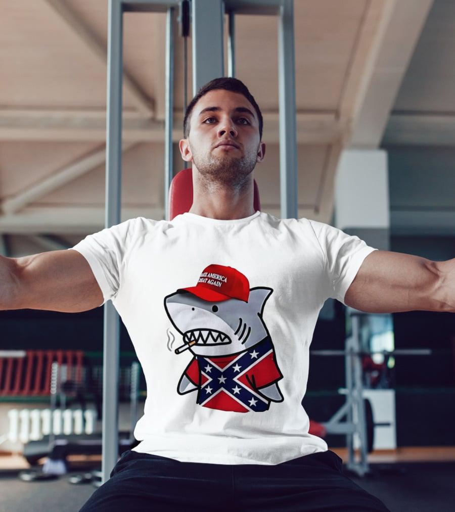 Shark Smoking Make America Great Again Hat X Confederate Flag T-Shirt