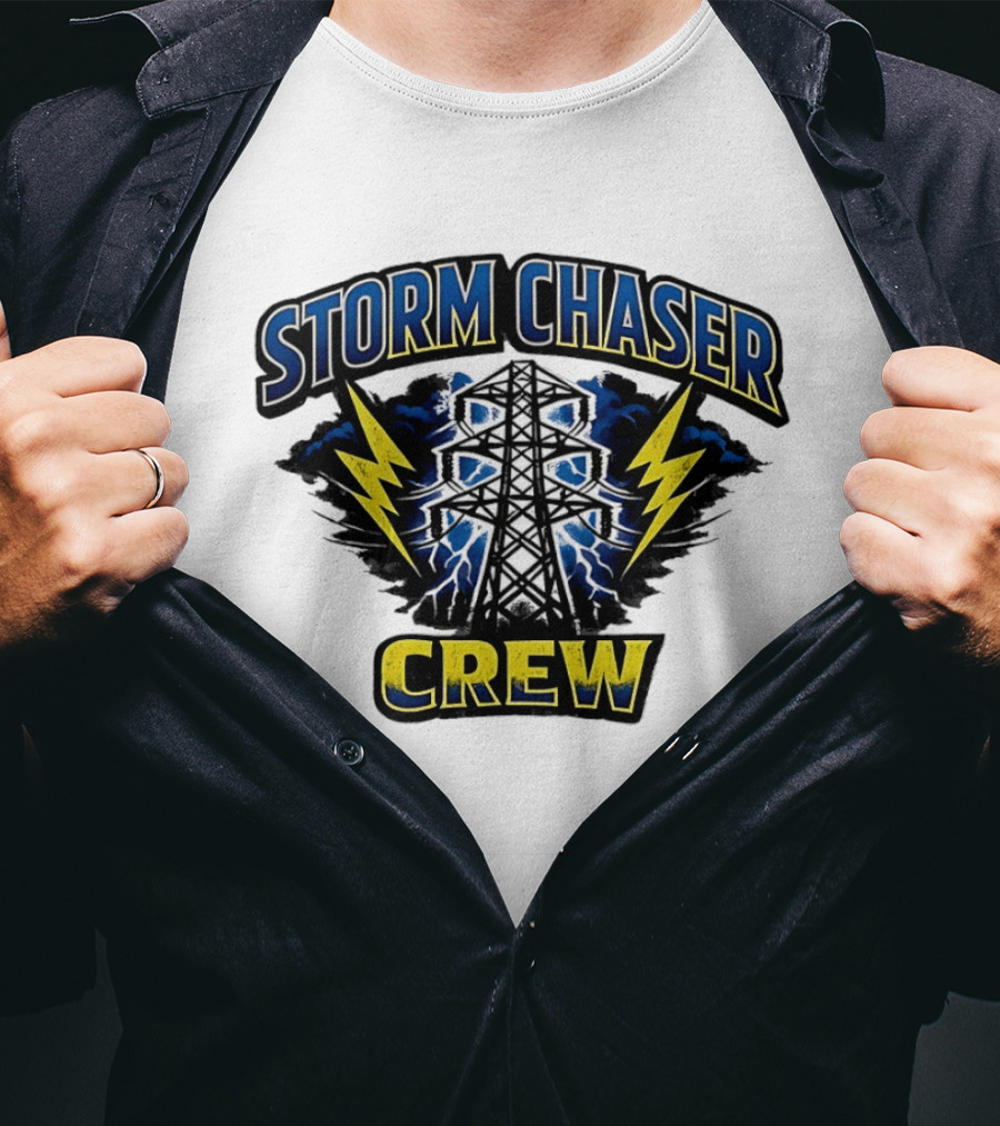 Storm Chaser Crew High Voltage Power Pole Lightning T-Shirt