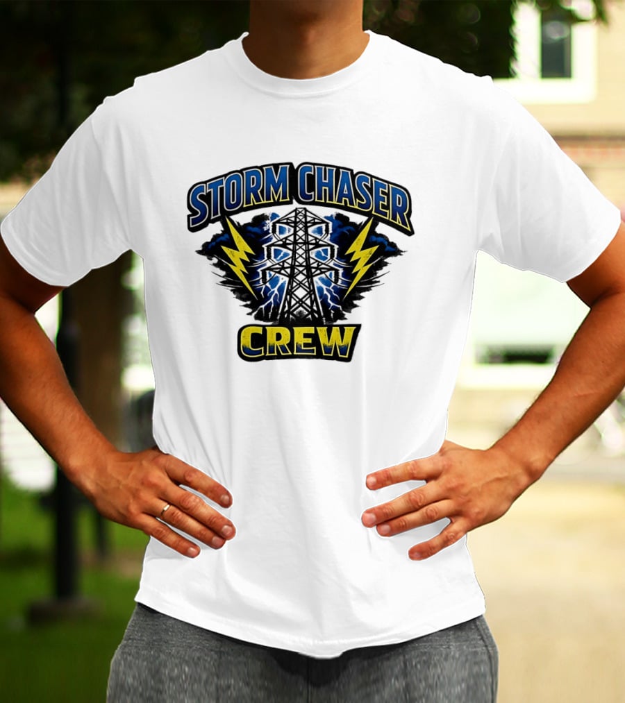 Storm Chaser Crew High Voltage Power Pole Lightning T-Shirt