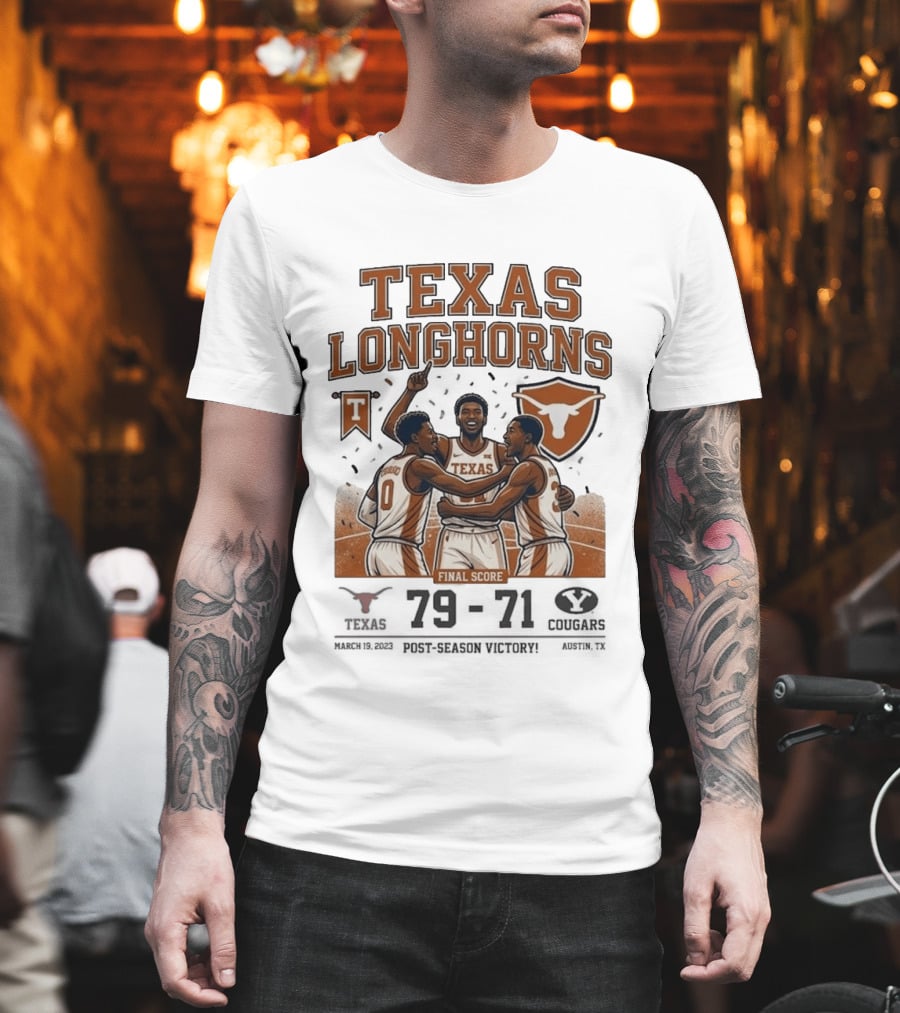 Texas Longhorns Basketball Triumph Over BYU Final Score Victory T-Shirt
