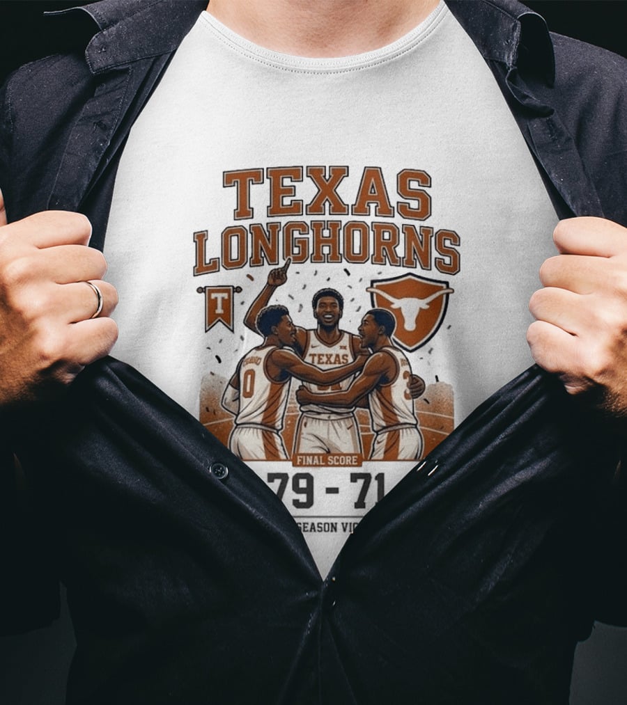 Texas Longhorns Basketball Triumph Over BYU Final Score Victory T-Shirt