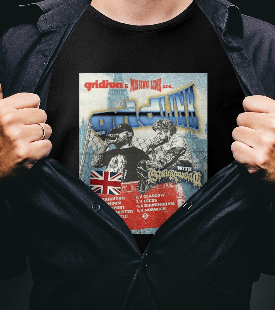 Gridiron X Missing Link UK 2026 Tour With Gridlink Dates And British Flag T-Shirt