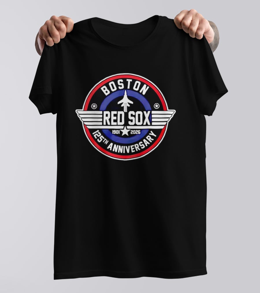 Boston Red Sox 125th Anniversary 1901 2026 Fighter Jet T-Shirt