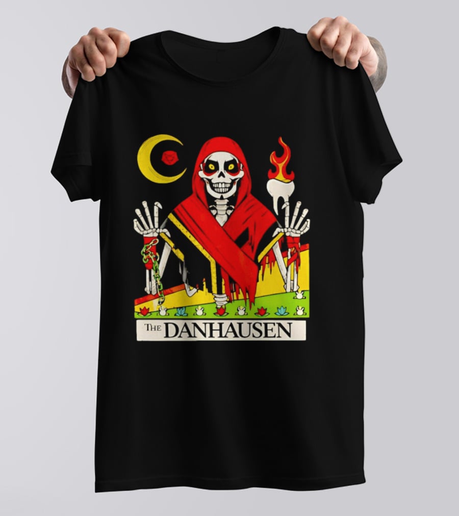 Skeleton In Red Outfit With Cursed WWE Tooth Danhausen T-Shirt