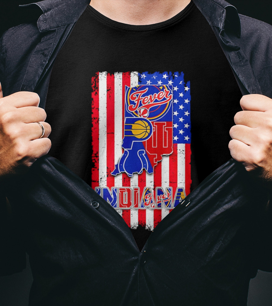 Indiana Fever Pacers Hoosiers American Flag T-Shirt
