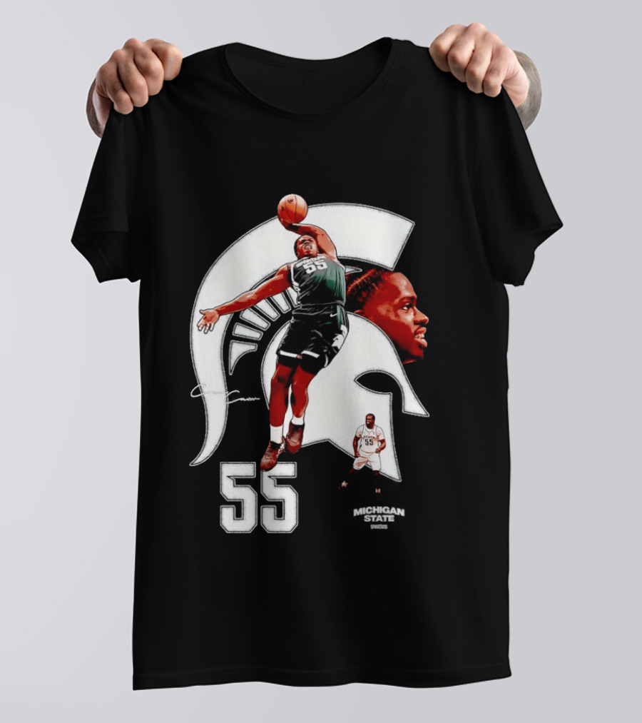 Coen Carr 55 Dunking Michigan State Spartan Basketball Player T-Shirt